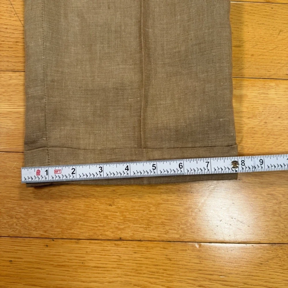Ermenegildo Zegna Mens 40x30 Tan 100% Linen Pleated Cuffed Dress Pants Italy